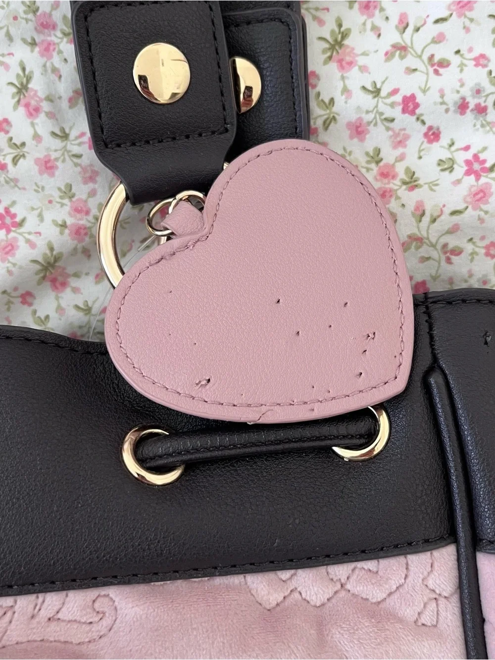 Juicy Couture Light Pink Quilted Logo Tote with Black Trim